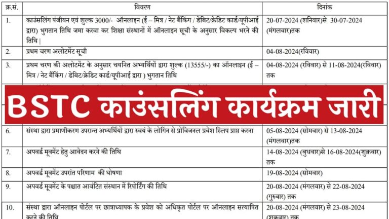 BSTC Counselling Date Release