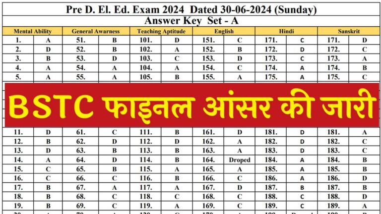 BSTC Final Answer Key Out