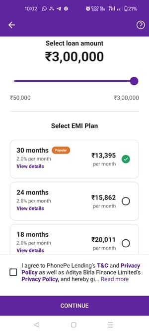 PhonePe Personal Loan Up to Rs 5 lakh EMI