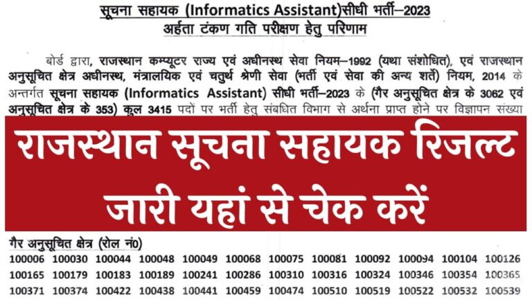 Rajasthan Suchna Sahayak Result