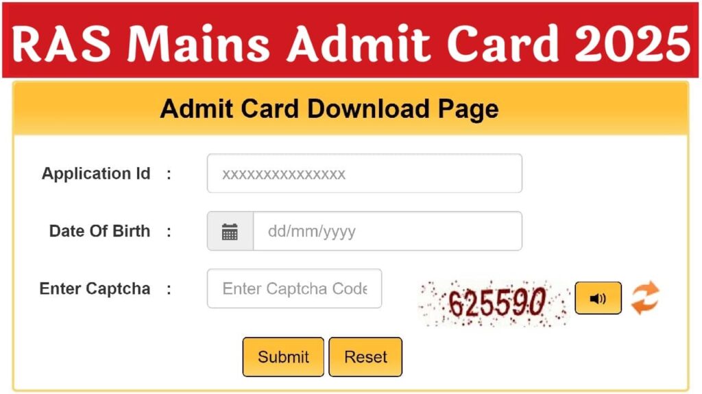 RPSC RAS Mains Admit Card 2025