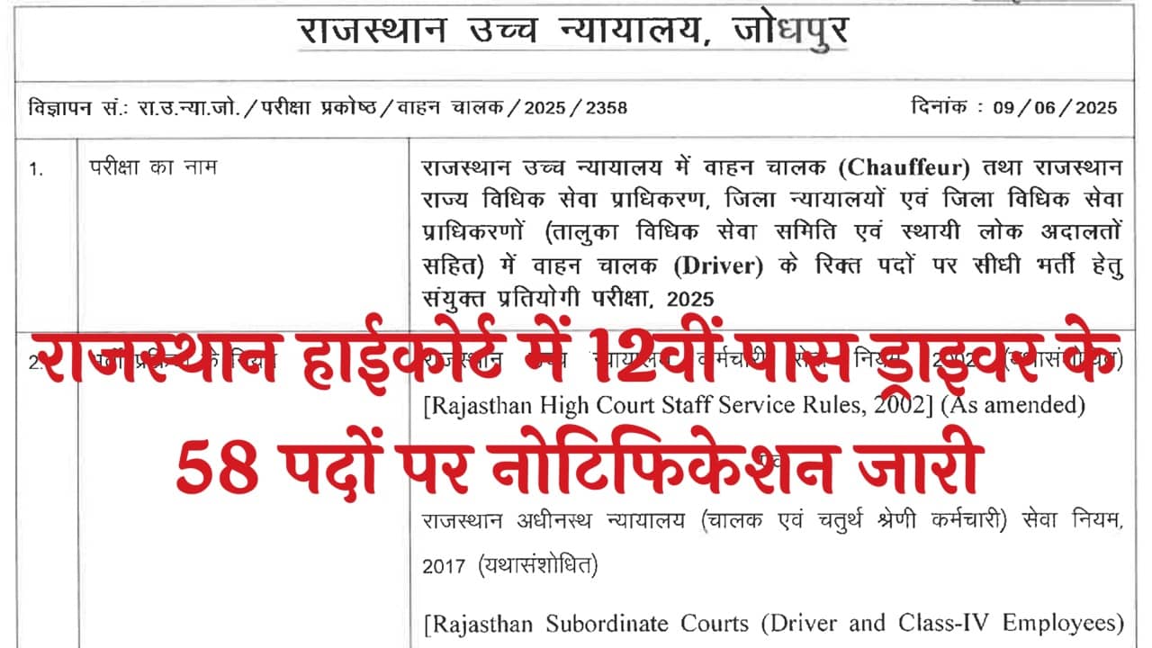 Rajasthan High Court Driver Recruitment 2025